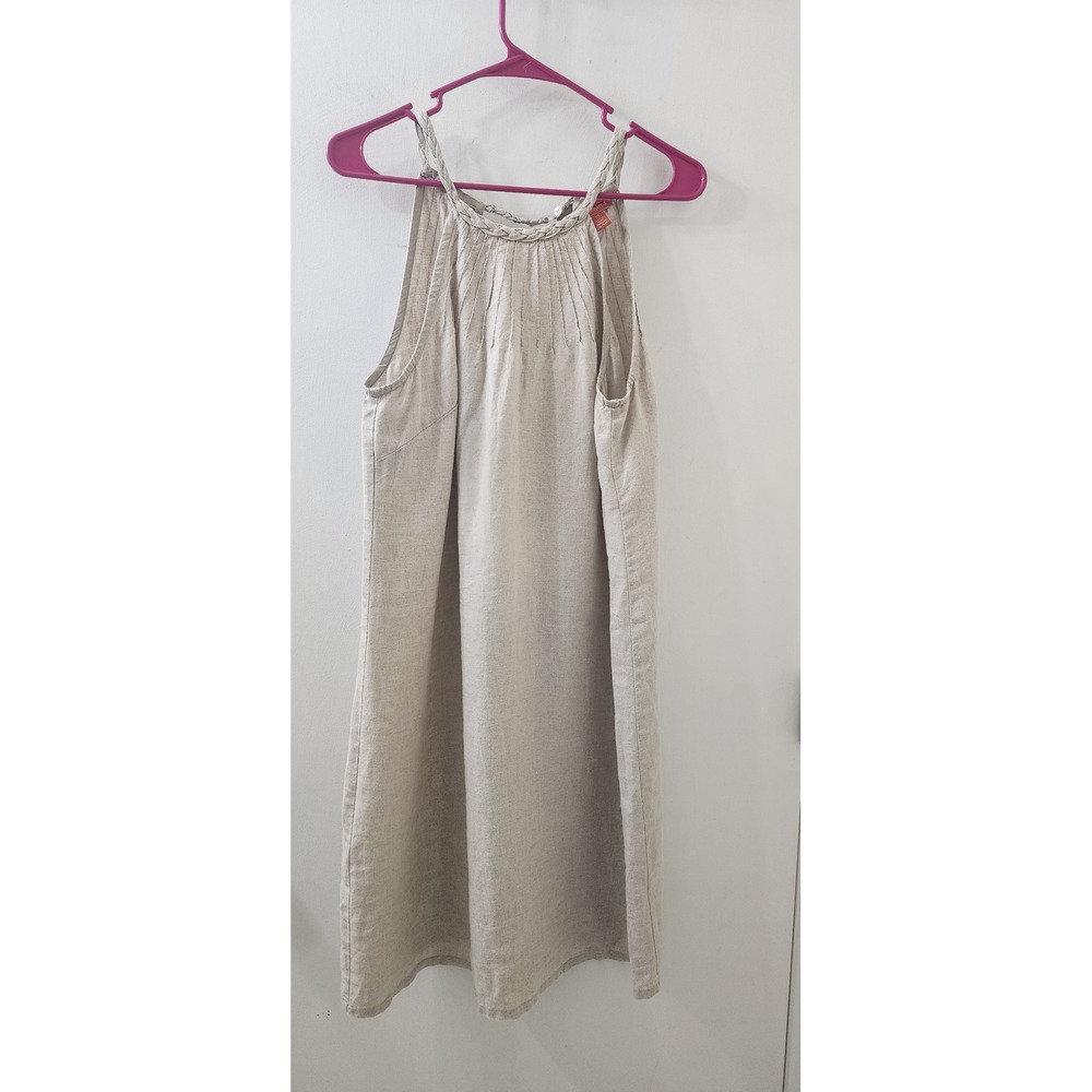 Tommy Bahama Womens Linen Braided Halter Pleated Shift Dress Beige TW61345 10